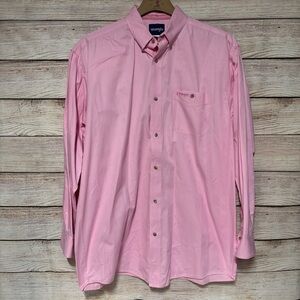 Wrangler Men's XLT Casual Pink Tough Enough Button-Down Shirt